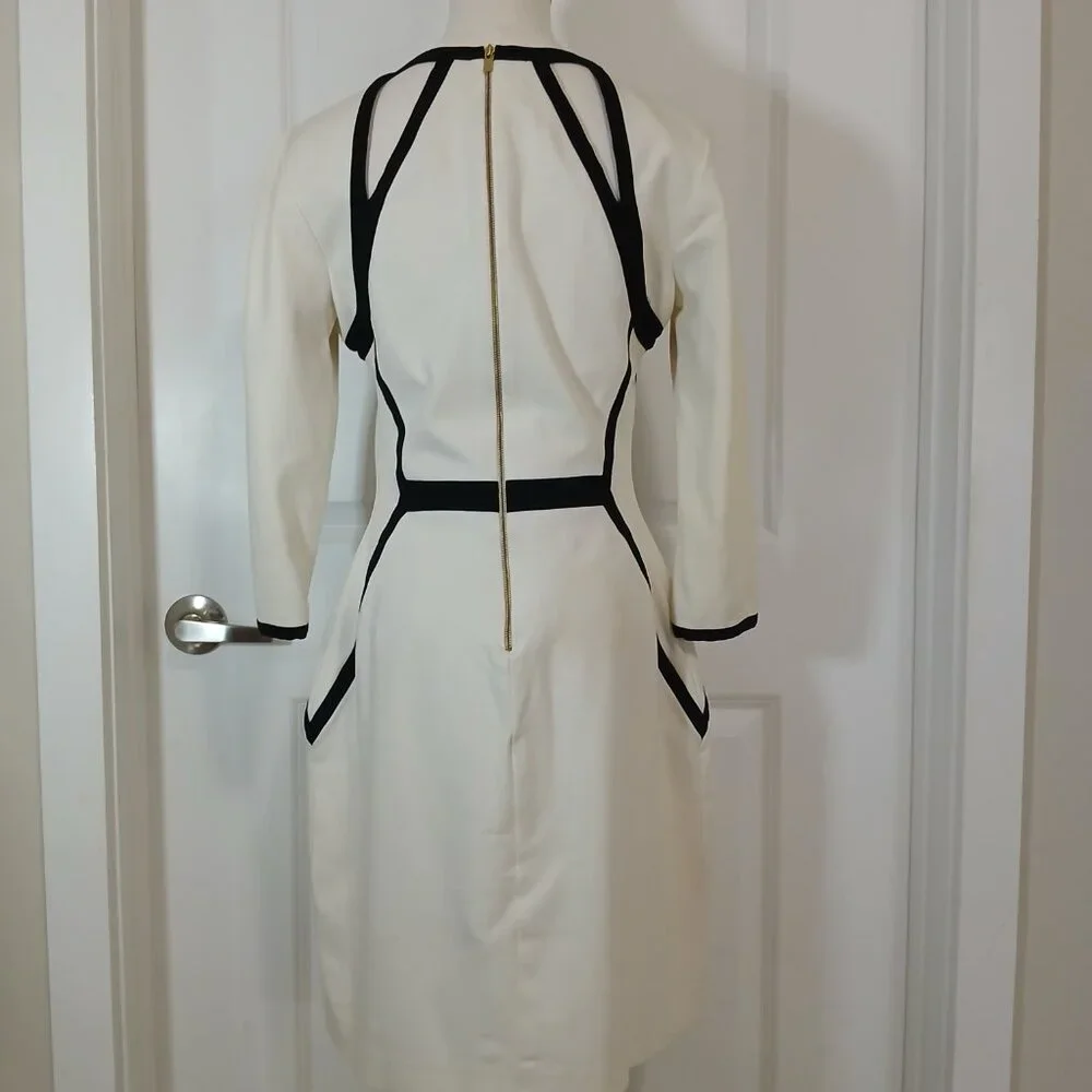 Banana Republic Trim Sheath Dress Women’s Size 8 Cream Black - Like New - Picture 6 of 8
